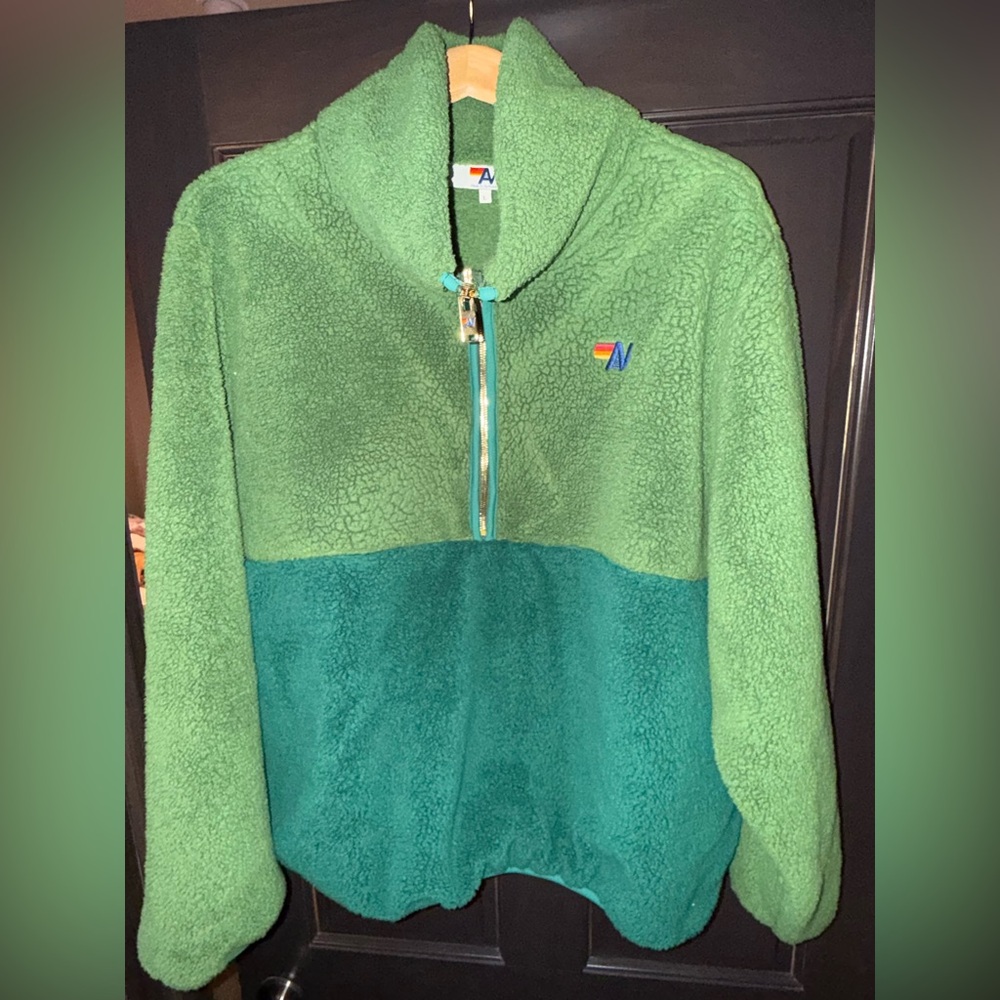 Aviator Nation Green Two-Tone Sherpa Half-Zip Pullover - Picture 3 of 8